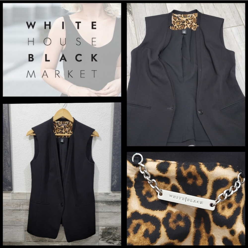 White House Black Market Asymmetrical Animal Print Lined Vest
